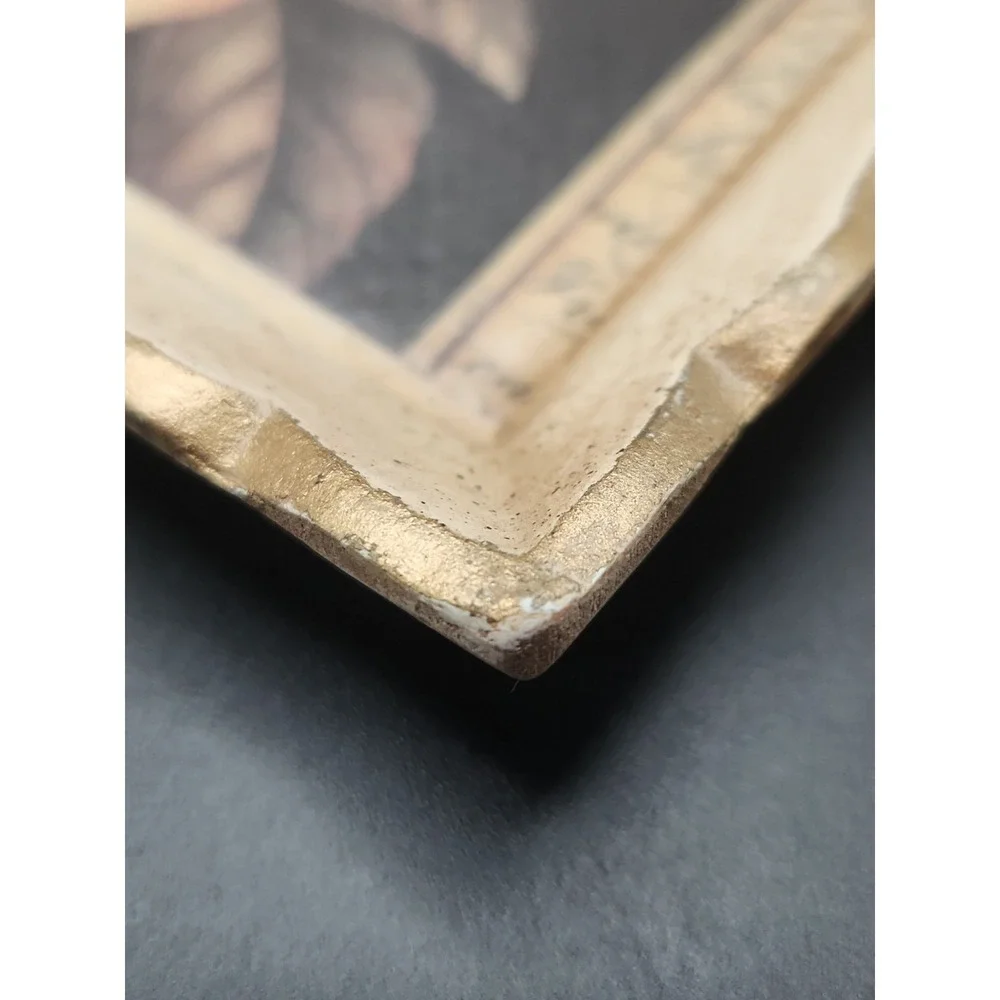 2‎ VTG Sezzatini Firenze Italian Florentine Gold Wood Magnolia Trinket Trays 7